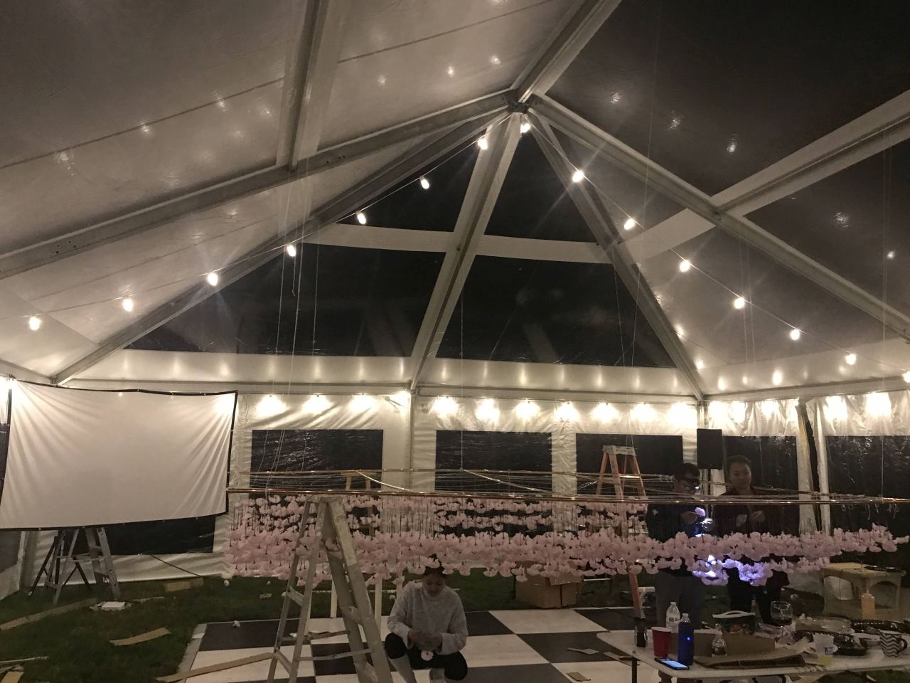 setting up flowers night before