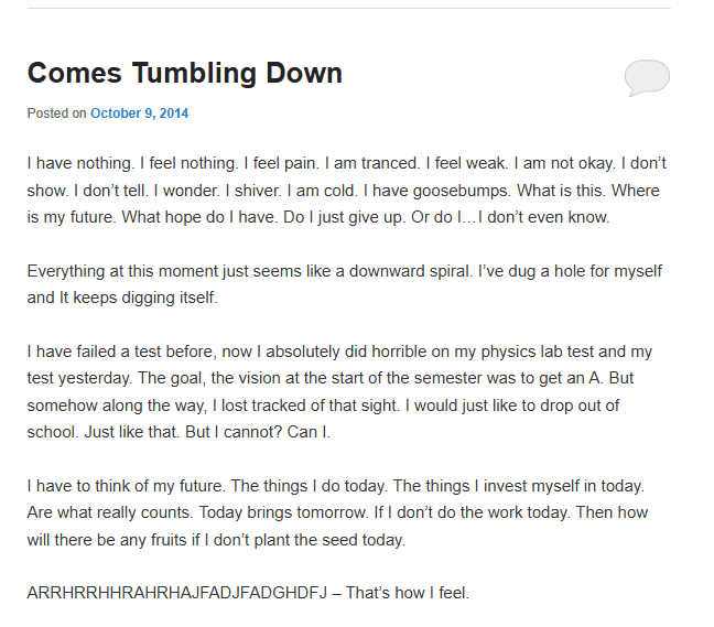 comes tumbling down blog